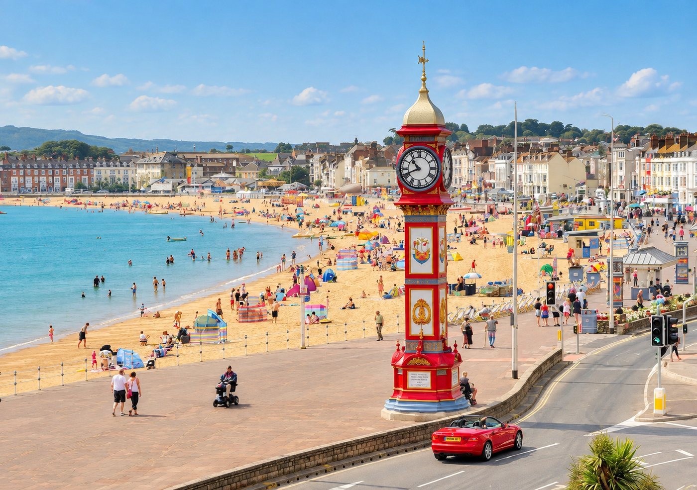 Weymouth Beach and the Jubilee clock